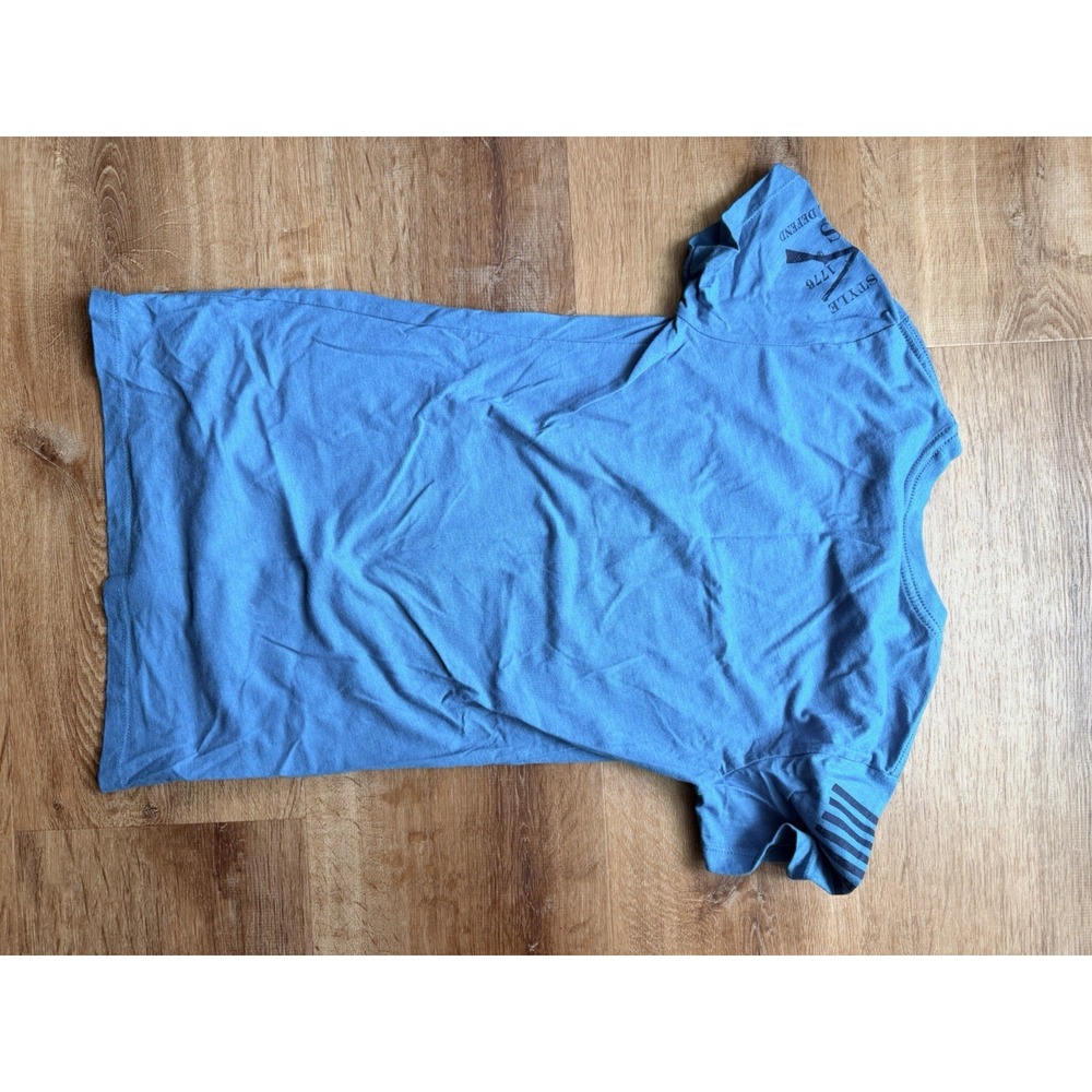 Grunt Style Blue Cotton USA Graphic Print Crew Neck Short Sleeve T-Shirt - Picture 5 of 5